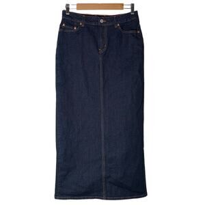 Lucky Brand Denim Maxi Skirt Women's Size 6 Dark Wash Blue Jean 100% cotton Y2K